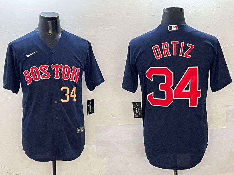 Men Boston Red Sox #34 Ortiz Blue Game 2025 Nike MLB Jersey style 2->boston red sox->MLB Jersey